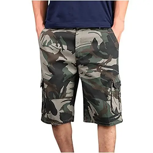 Produktbild: Generisch Herren Camouflage Shorts Cargo Kampf Halbhose Sommer Militär Arbeits Baumwoll Chino Outdoor Aktiv Kurzhose mit mehreren Taschen Größe S 3XL