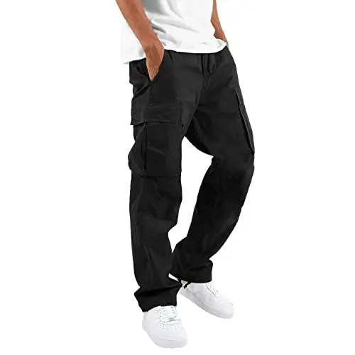 Produktbild: Generisch Herren Cargo Hose Freizeithose Arbeitshose Lange Baumwolle Jogginghose mit Tachen Arbeitshose Herren Slim Baggy Jeans Herren Schwarz Cargo Chino Dunkelblau Herren