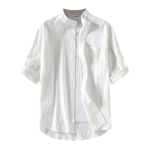 Produktbild: Generisch Herren Hemden Kurzarm lang leinen Hemden Herren Kurzarm funktionshemden Herren atmungsaktiv Kurzarm Herren Hemd Sommer lang Herren Hemden Slim fit Freizeit sportshirts Herren Baumwolle