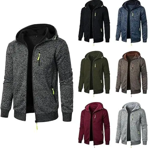 Produktbild: Generisch Herren Hoodie Pullover Männer Zip Up Langarm Hoodie Mit Kapuze Kapuzenpullover Mit Reißverschluss Sweatjacke Kordelzug Casual Sport Winter Sweatshirt Kapuzenjacke Kapuzenjacke Herren
