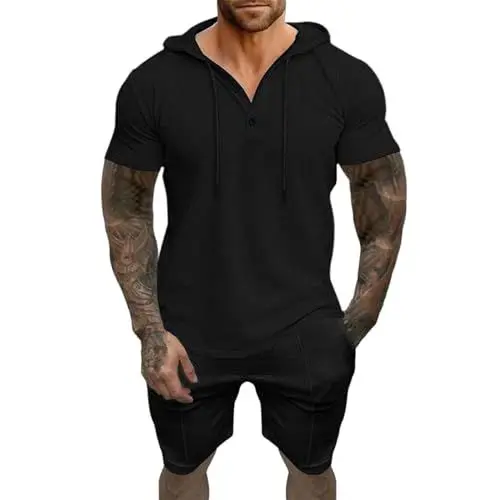 Produktbild: Generisch Herren Jogginganzug Hoodie Set Kapuzen Top Shorts Set Western Bücher Kostenlos (Black, XXL)