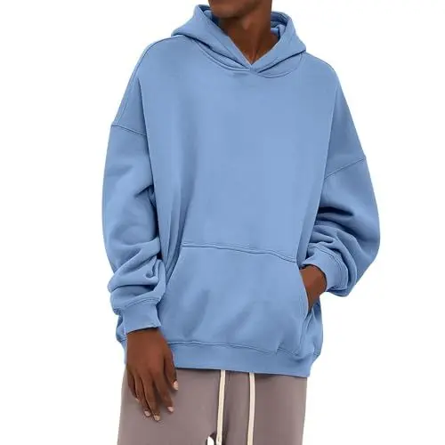 Produktbild: Generisch Herren Kapuzenpullover Hochwertige 2024 Sweatshirt Rundhals Pullover Langarm Hoodie Tailliertes Pulli Winter Leicht Kordelzug Kapuzenpulli Hooded Oversize Sweat Freizeit Hoddis Hellblau 3XL