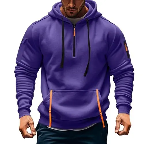 Produktbild: Generisch Herren Kapuzenpullover Zipper Hoodie Sweatshirt Jacke Sakkos für Jackett mit Reißverschluss Zip Pullover Hoody Lila L