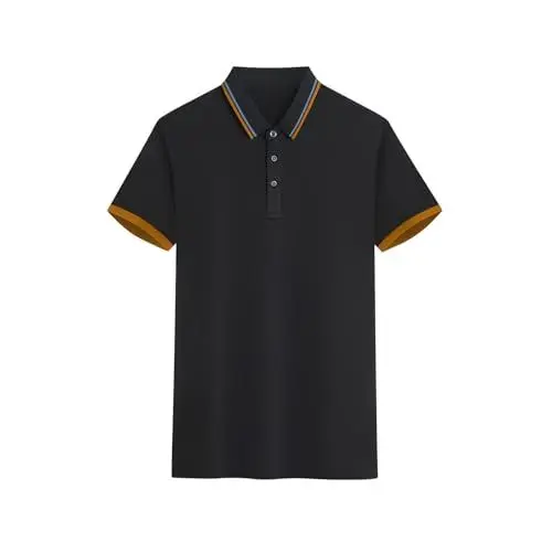 Produktbild: Poloshirt Herren Kurzarm Tshirt Sommer Shirts Basic Tshirts mit Knopfleiste Slim Fit Polo Shirt Unbedruckt Polohemd Lässig Sommershirts Leicht Oberteile Sale Schwarz 4XL