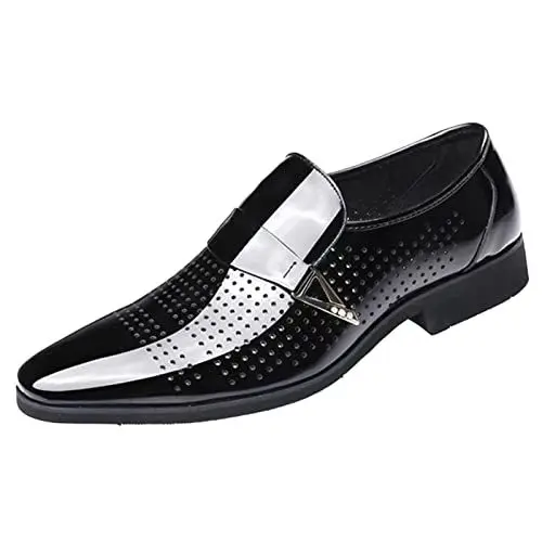 Produktbild: Generisch Herren Schuhe Echtleder Smoking Elegante Business Formal Work Hochzeit Anzugschuhe Schnürsenkel Kalbslederschuhe Herrenschuhe Schwarz Tracht Schuhe Herren