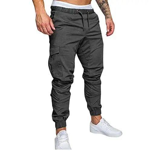 Produktbild: WSKMHK Hosen Herren Cargohosen Jogginghose Mit Elastischer Taille Und Kordelzug In Übergröße, Fahrradhosen Für Herren 2024 Grau L