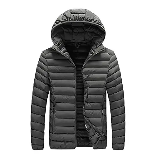 Produktbild: Generisch Herren Wasserdicht Winnddicht Warme Fleece Gefütterte Jacke mit Kapuze Abnehmbar für Outdoor übergangsjacke Herren Fleecejacke Herren dünn leicht Outdoor Steppjacke Herren leicht lang