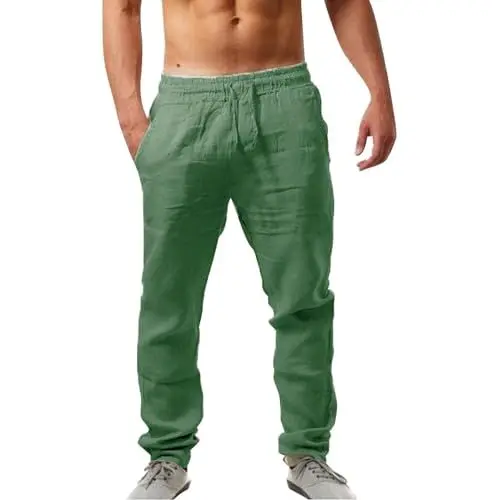 Produktbild: Generisch DüNner Strandhose Mit Gummizug Lockere Leinenhose LäSsig Cargohose Wanderhose Straight Leg Pants Schlupfhose Herren Sommer Kleidung Für Herren Set Hose Herren Schwarz 42/32