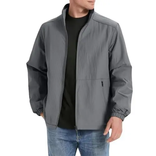 Produktbild: Generisch Herrenjacke Reinfarbige Reißverschluss Jacke Gelegenheits-Locker-Top-Basis