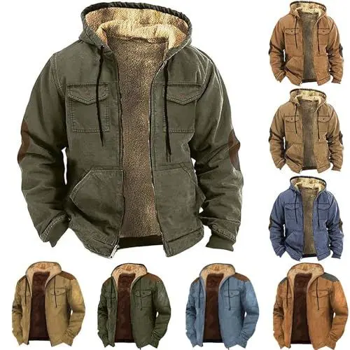 Produktbild: Generisch Hoodie Herren Einfarbiger Kapuzenpullover mit Taschen-Baumwolljacke Herren Wintermantel Übergroßes Sweatshirt