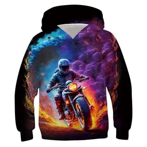 Produktbild: Generisch Hoodie Junge Coole Kapuzenpullover Bedrucktes Sweatshirt Mode Pullover Casual Kleidung Bekleidung Klamotten Oberteile Regular Kleinkind Long Sleeve Top Sportshirt Blau, 13 Jahre