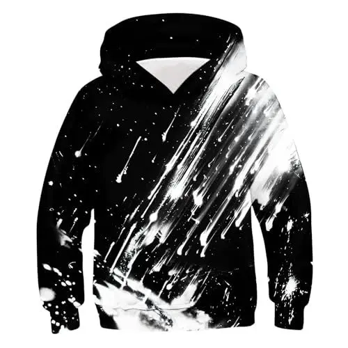 Produktbild: Generisch Hoodie Junge Pullover Bedrucktes Kapuzenpullover Kinder Sweatshirt Coole Klamotten Kleidung Oberteile Bekleidung Tops Kleinkind Modern Long Sleeve Top Prime Weiß, 7 Jahre
