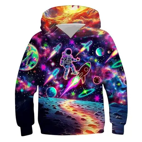 Produktbild: Generisch Hoodie Junge Pullover Bedrucktes Kapuzenpullover Kinder Sweatshirt Coole Klamotten Kleidung Oberteile Bekleidung Tops Kleinkind Modern Long Sleeve Top Warehouse Deal Lila, 7 Jahre