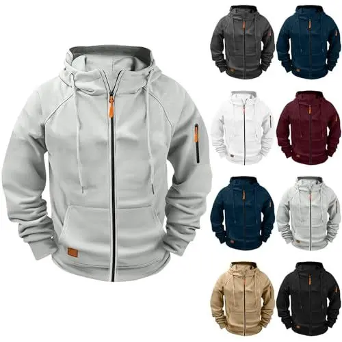 Produktbild: Generisch Hoodie Kapuzenpullover Hoodie Sweatshirt Kapuzenjacke Kapuzenpulli mit Reißverschluss Langarm Sport Style Casual Fitness Training Übergangsmantel für Sommer und Herbst Grey M