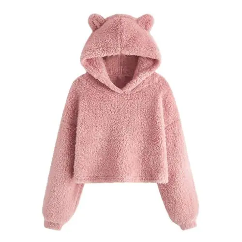 Produktbild: Generisch Hoodie Mädchen Langarmshirt Warm Pullover Fleece Kleidung Niedliche Klamotten Kapuzenpullover Bekleidung Oberteile Mode Long Sleeve Top Einfarbig Regular Sweatshirt Sale Rosa, 9 Jahre