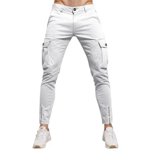Produktbild: Generisch Hose Herren Mode Freizeithose Musselin Leichte Hose Freizeit Weites Bein Herrenhosen Dünner Stoffhose Hose Herren Stretch Cargo Hose Herren grau tuchhose Herren