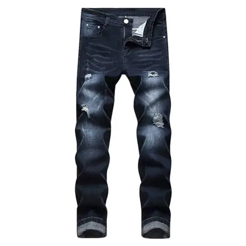 Produktbild: Generisch Hose Herren Patchwork Farbblock Jeans Straight Leg Denim Jeans Retro Straight Hose Jogginghose Streetwear für Männer Herren Hose Stretch Jeans Herren 33/32 Herren Jeans übergrößen Stretch