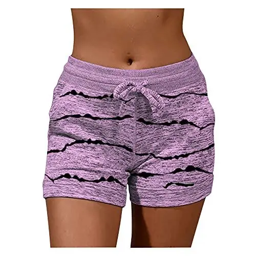 Produktbild: Generisch Hosen Damen Lockere Kurze Hosen lässige Frauen mit Bandagehose mit Druckhose Hosen Damen (Purple, S)