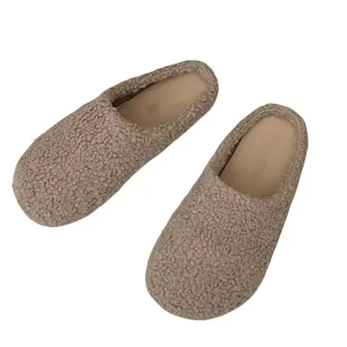 Produktbild: Generisch Hüttenschuhe Pantoffeln Damen Winter Hausschuhe Warme Hausschuhe, weich und bequem, halten Ihre Füße im Winter warm. Hausschuhe Smiley Hausschuhe Tiere Hausschuhe (Khaki, 37)