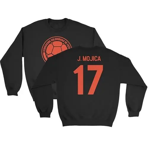 Produktbild: Generisch J.Mojica 17 Jersey-Stil - Kolumbianischer Fußballfan Unisex-Sweatshirt mit Rundhalsausschnitt (Schwarz, Medium)