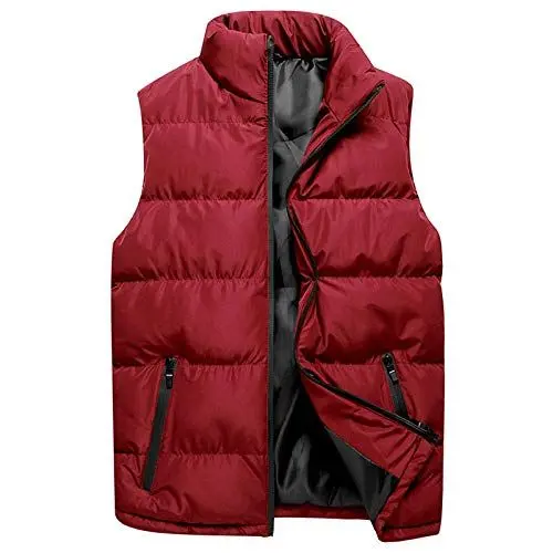 Produktbild: WILMOT Herren Pufferjacke Weste Winterjacke Gepolstert Warm LäSsig Daunenjacke Leicht äRmellos Kapuze Winddicht Softshelljacke Weste Gesteppte Jacke Mit Tasche Dick Outdoorjacke(Wine,3XL)