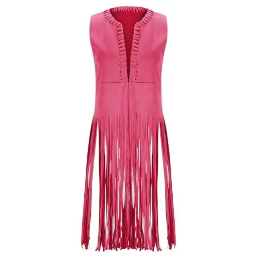 Produktbild: Generisch Jeansjacke Damen Weiß, Laufjacke Damen, Women'S Tassel Sleeveless String Western Denim Punk Cardigan Jacket Faux Suede Jacket 70S Clothing Pullover