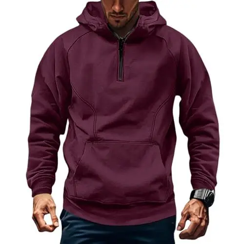 Produktbild: Generisch Jeansjacke Herren Herrenjacke Hoddie Leather Jacket Men Sweatshirt Jacken Jacke Zip Pullover Hoody mit Reißverschluss Oversize Rot S