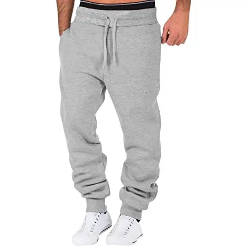 Produktbild: Generisch Jog Pants Herren Jogginghose 1er2er mit elastischem oder offenem Beinabschluss Taschen Regular Fit Freizeitanzug Herren Trainingshose Herren lang Polyester Lange Unterhosen Baumwolle Herren