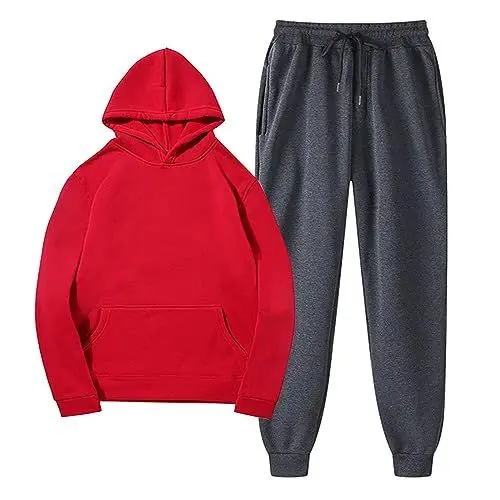 Produktbild: Generisch Jogginganzug Für Ältere Herren Winter mit Kapuze Plüsch Frauen Anzüge Stecktuch Anzug (Red, L)