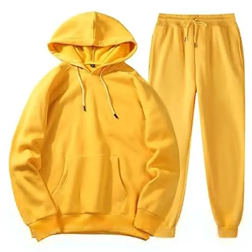 Produktbild: Generisch Jogginganzug Herren Set Männer mit Hosen Hoodie Plus Freizeit Winter mit Kapuze Damen Anzüge Pullover und Hosen Sweatershirt Top Hose Go Wild Weste (Yellow, XXXL)