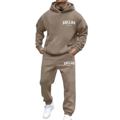 Produktbild: Generisch Jogginganzug Herren Trainingsanzug Sportanzug 2-teilig Hoodie und Jogginghose Baggy Tracksuit Buchstaben Druck Baumwoll Sporthose Freizeitanzug Atmungsaktiv Hausanzug 2025
