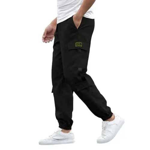 Produktbild: Generisch Jogginghose Herren Breite Baggy Sweatpants Baumwolle Elastische Taille Weites Bein Sport Cargo Pants Mit Taschen Kordelzug Jogginghose Herren Winter Hosenträger Herren Hochzeit Schlupfhose