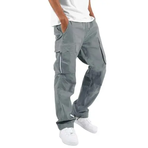Produktbild: Generisch Jogginghose Herren Breite Baggy Sweatpants Baumwolle Weites Bein Sport Cargo Pants Tactical Hose Cargohosen Für Herren Schwarz Reisehose Herren Flugzeug