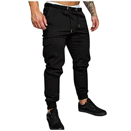 Produktbild: Generisch Hose Latzhose Herren Arbeitskleidung Männer Elegante Jogginghose Herren Herrenhose Cargo Hose Herren Hosen Cargo Baggy Jogginghose Herren Arbeitshosen Männer Herren Cargo Schwarz M
