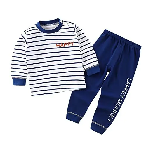 Produktbild: Generisch Jungen Schlafanzug Langarm Hosen Set 2-teilig mit süßen Cartoon Motiven Bequeme Nachtwäsche für Babys Kleinkinder Kinder (I, 6-12 Months)