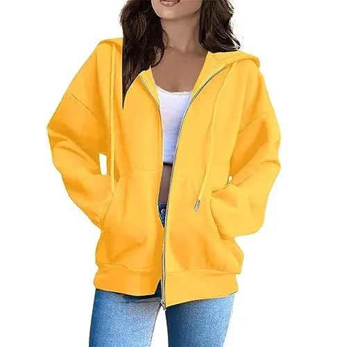 Produktbild: Sweatjacke Damen Mit Kapuze Oversize Pullover Sweatshirt Jacke Mit Reißverschluss Sportjacke Damen Zipper Hoodie Kapuzenjacke Langarm Sweatshirt Sport Style Casual Kapuzenpullover Mit Reißverschluss
