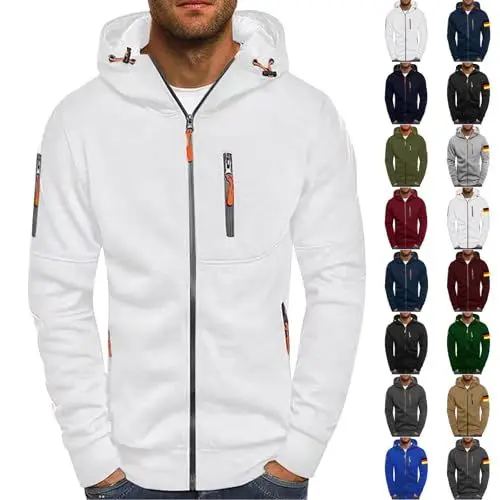 Produktbild: Generisch Kapuzenpullover FüR Herren Sweatjacke Herren Oversized Kapuzenjacke Sweatshirt Pullover Zipper Hoodie mit ReißVerschluss Leichte Langarm Sport Jacke Casual Kapuzenjacke