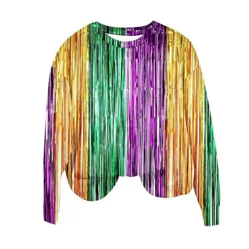 Produktbild: Generisch Karnevalskostüm Damen Mardi Sweatshirt Briefe Drucken Faschingskostüme Carnival Gift Karnevalskleidung Trendy Karneval Kostüm Streetwear Damen Abend Club Oberteil (Yellow, XL)