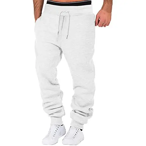 Produktbild: Generisch Karottenhose Herren Herren und Winter High Street Mode Freizeit Lose Sport Laufen Einfarbig Schnürhose Pullover Hose Hose Jogginghose Bequeme Arbeitshose Herren (White, XL)