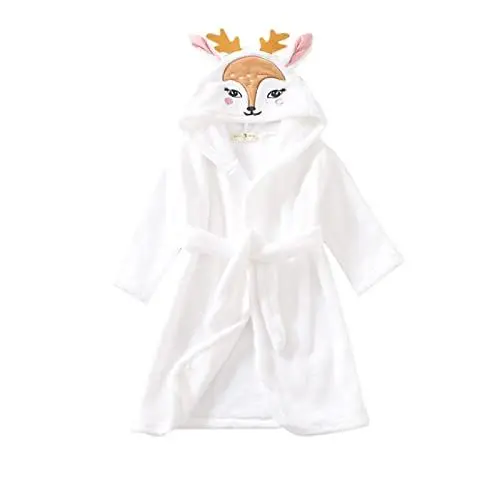 Produktbild: Generisch Kinder Jungen Bademantel Flanell Nachtwäsche Cartoon Weicher Hosen Robe Warme Schlafanzug Nachtmantel Kuschelig Bequem (White, 7-8 Years)