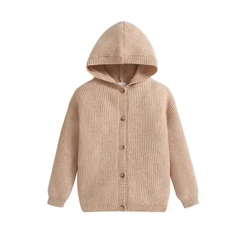Produktbild: Generisch Kinder Kleinkind Baby Winter Hemd Strickpullover Jacke Langarm Button Down Kleidung Basic Kurzes Oberteil Damen (Khaki, 2-3 Years)