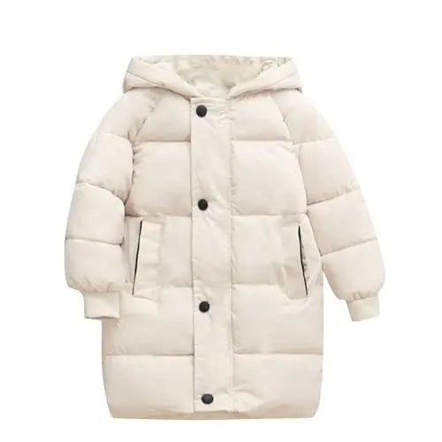 Produktbild: Generisch Kinder Mantel Mädchen Daunenjacken Einfarbig Steppjacke Warm Wintermantel Winddicht Outdoorjacke Classic Tops Casual Thermojacke Klamotten Bekleidung Angebote Beige,8 Jahre