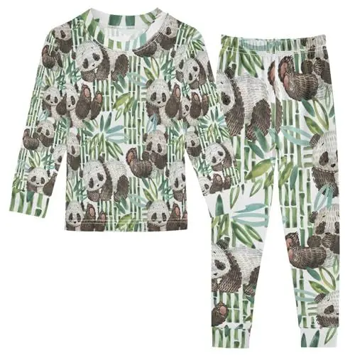 Produktbild: Generisch Kinder Pyjama-Set Süß Tier Panda Bambus Baumwolle Schlafanzug Set Langarm Nachtwäsche-Set Mädchen Jungen Pyjama Sets