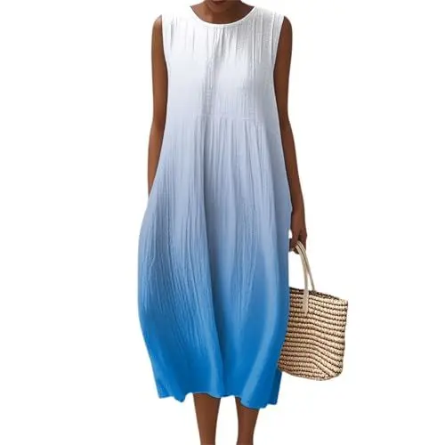 Produktbild: Generisch Kleid Hochzeit Gast Sweatkleid Leoparden Damen Rotes Sommerkleid Elegant Lang mit Taschen Blumenkleid Etuikleid Blau S