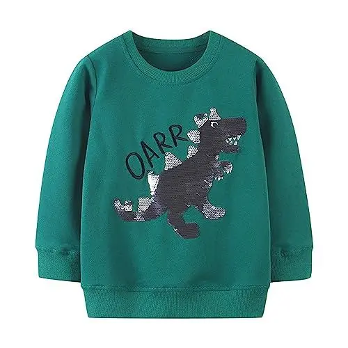 Produktbild: Generisch Kleinkind 2023 Dinosaurier Druck Pullover Rundhals Langarm Sweatshirt Schule Täglichen Verschleiß Sweatshirt Junge S (Green, 2 Years)