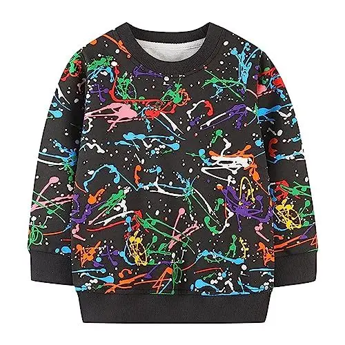 Produktbild: Generisch Kleinkind 2023 Ink Print Lässiger Pullover Rundhals Langarm Sweatshirt Jack Will (Black, 6 Years)
