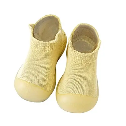 Produktbild: Generisch Kleinkind Kleinkind Neugeborenes Baby Mädchen Schuhe Solide Rüschen Weiche Sohlen Erste Antirutschschuhe Prewalker Sneaker Leuchtende Schuhe (Yellow, 26 Toddler)