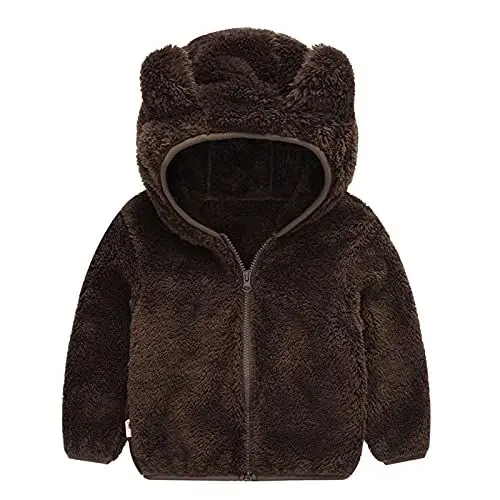 Produktbild: Generisch Kleinkind Mädchen Dicker Fleece Mantel Mit Reißverschluss Jacke Warme Winter Outwear Niedliche Ohr Design (Brown, 12-18 Months)