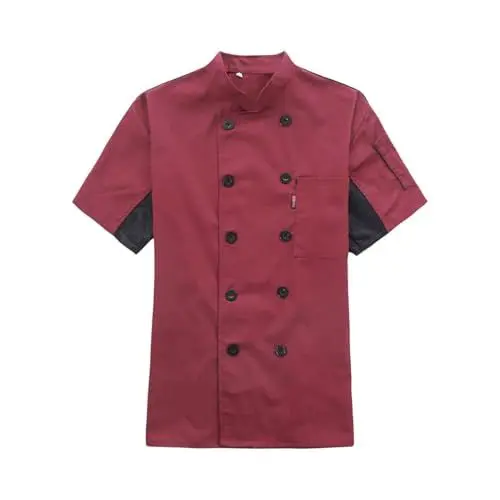 Produktbild: Generisch Kochjacke Herren Damen Leichte Kurzarm Kochjacke Moderne Chef Jacket Kochfeste Unisex Professional Unifor Kochkleidung Rosa XL