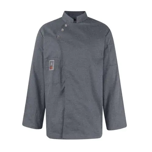 Produktbild: Generisch Kochjacke Herren Damen Leichte Langärmel Kochjacke Moderne Chef Jacket Kochfeste Unisex Professional Unifor Kochkleidung Grau XL